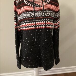Talbots Black and Red Fair Isle Fleece(small)